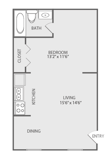 The cedar floorplan at Willow Apartments, Nashville, Tennessee